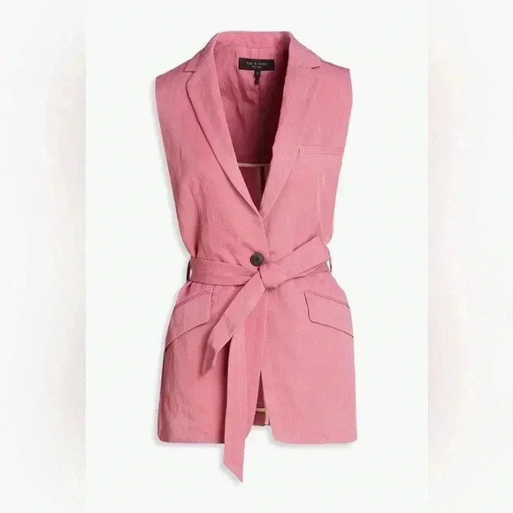 Rag & Bone NWT Margot Single Breasted Sleeveless Pink Blazer, Size 4 - Picture 1 of 8